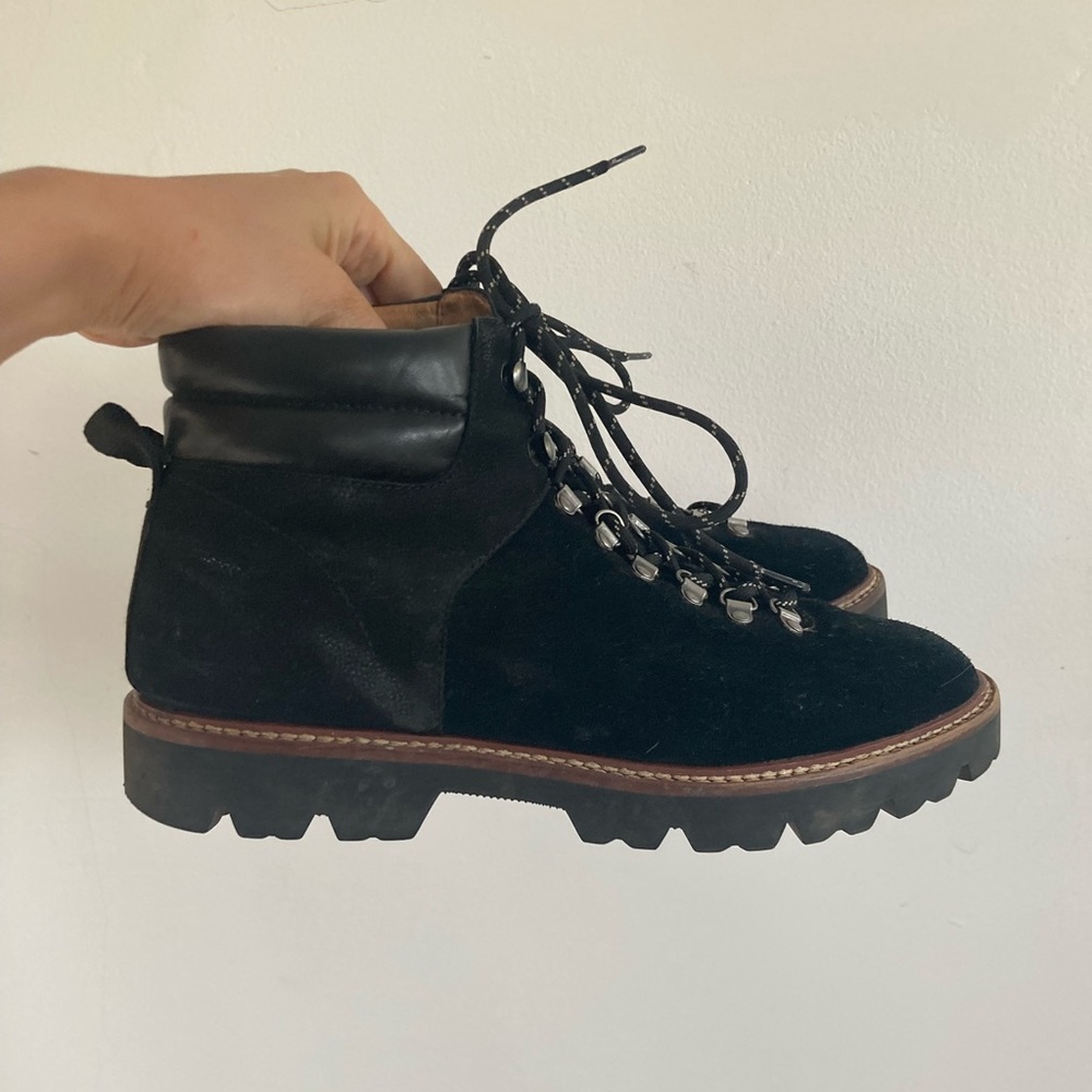 Madewell Black Lugsole Suede Hiking Style Boots Size 10